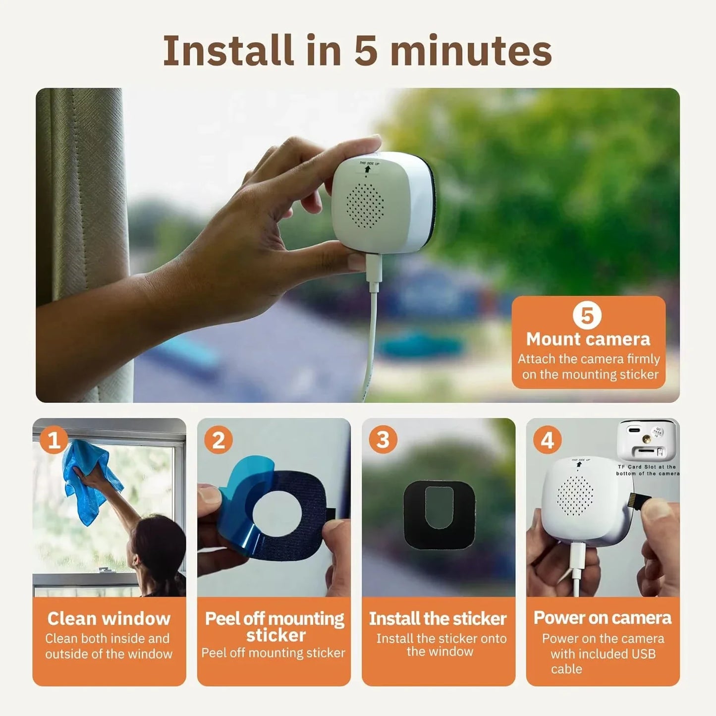 WiFi Mini Window Security Camera – Full HD Night Vision